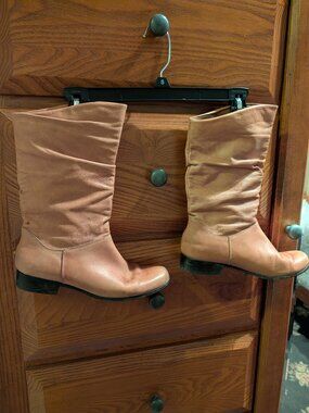 Balance Leather Boots, Mid-Calf, Low Heel, Tan, 6.5